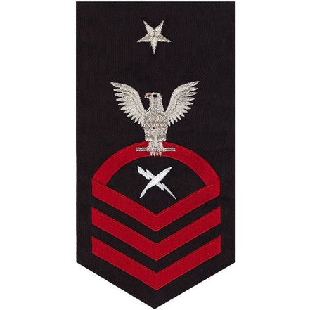 Navy E8 MALE Rating Badge: Cryptologic Technician - seaworthy red on blue - Hooyah Woodworks LLC