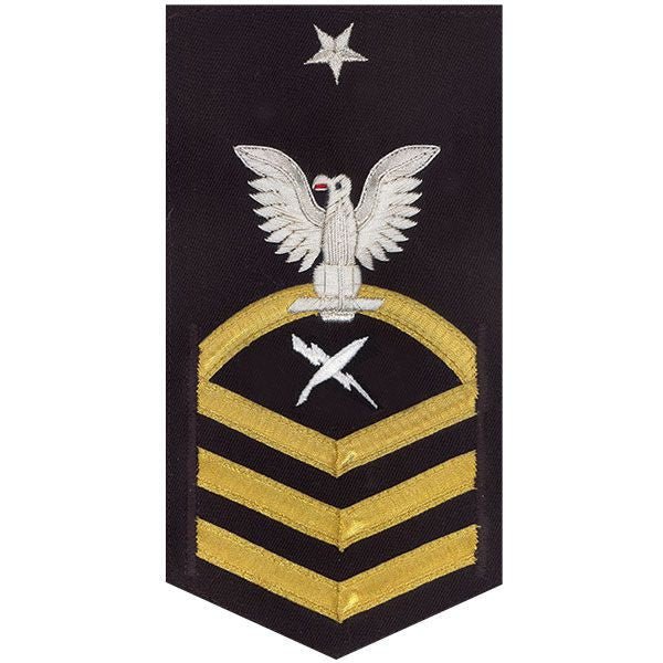 Navy E8 MALE Rating Badge: Cryptologic Technician - vanchief on blue - Hooyah Woodworks LLC