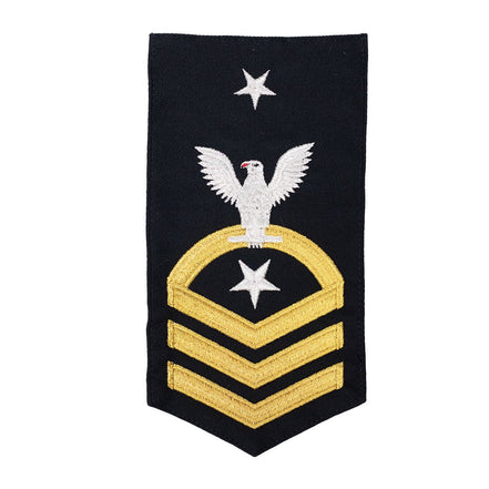Navy E8 MALE Rating Badge: CSC Command Senior Chief - seaworthy gold on blue - Hooyah Woodworks LLC
