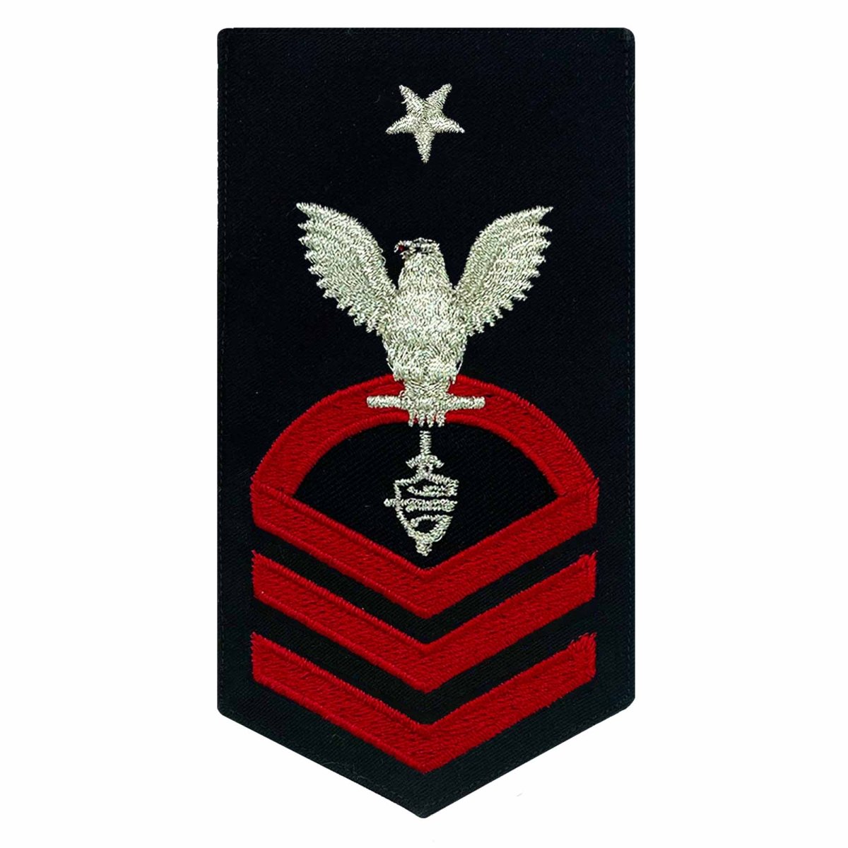 Navy E8 MALE Rating Badge: CWT Cyber Warfare Technician - seaworthy red on blue - Hooyah Woodworks LLC