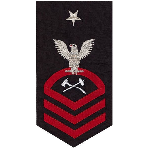 Navy E8 MALE Rating Badge: Damage Controlman - seaworthy red on blue - Hooyah Woodworks LLC