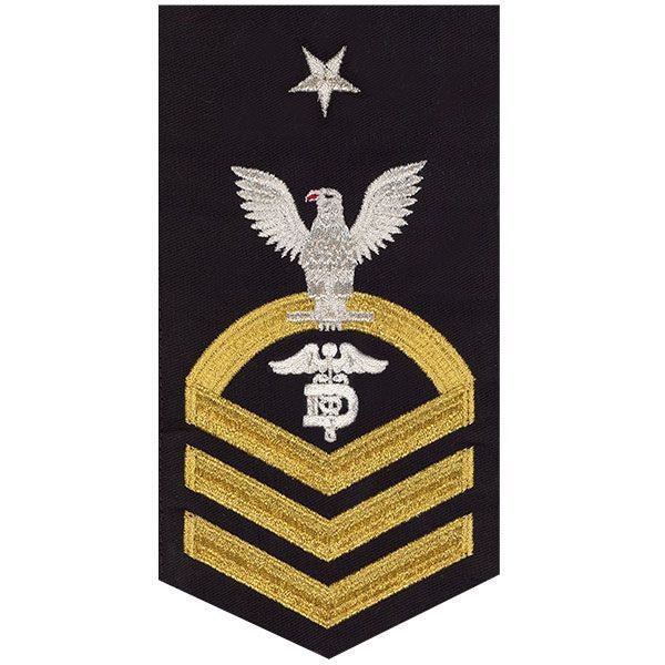 Navy E8 MALE Rating Badge: Dental Technician - seaworthy gold on blue - Hooyah Woodworks LLC