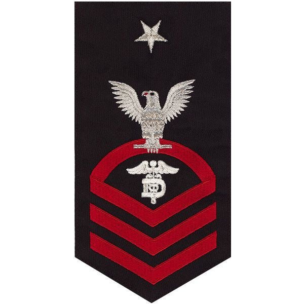 Navy E8 MALE Rating Badge: Dental Technician - seaworthy red on blue - Hooyah Woodworks LLC