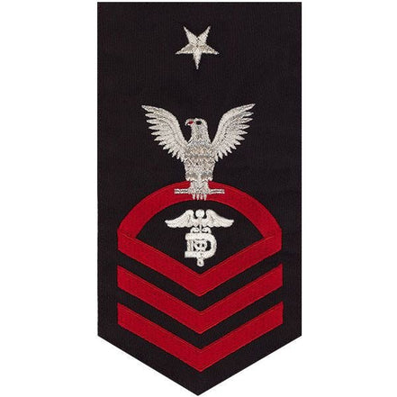Navy E8 MALE Rating Badge: Dental Technician - seaworthy red on blue - Hooyah Woodworks LLC
