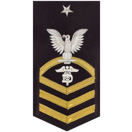 Navy E8 MALE Rating Badge: Dental Technician - vanchief on blue - Hooyah Woodworks LLC