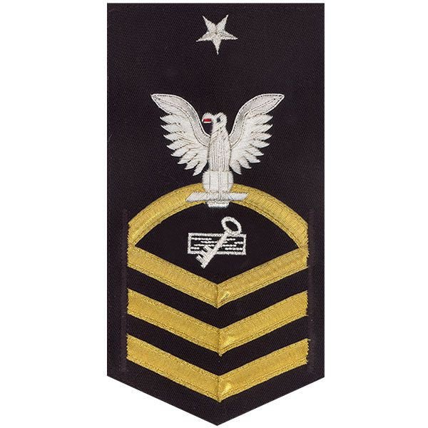 Navy E8 MALE Rating Badge: Disbursing Clerk - vanchief on blue - Hooyah Woodworks LLC