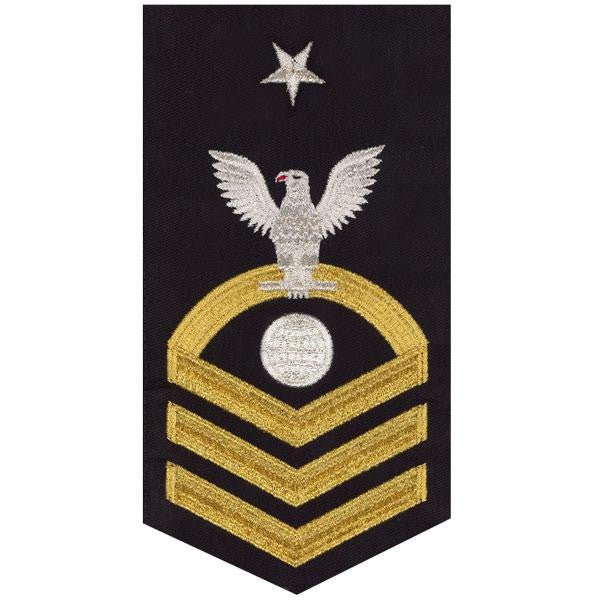 Navy E8 MALE Rating Badge: Electrician's Mate - seaworthy gold on blue - Hooyah Woodworks LLC