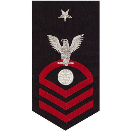 Navy E8 MALE Rating Badge: Electrician's Mate - seaworthy red on blue - Hooyah Woodworks LLC