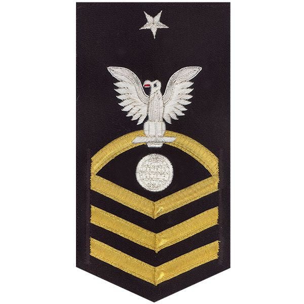 Navy E8 MALE Rating Badge: Electrician's Mate - vanchief on blue - Hooyah Woodworks LLC