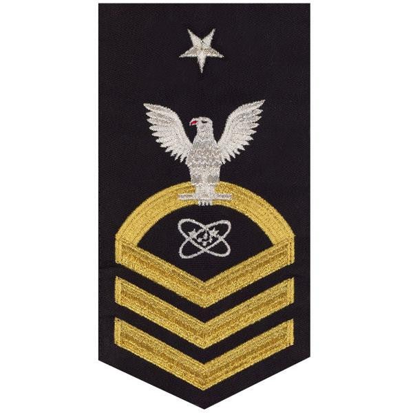 Navy E8 MALE Rating Badge: Electronics Technician - seaworthy gold on blue - Hooyah Woodworks LLC
