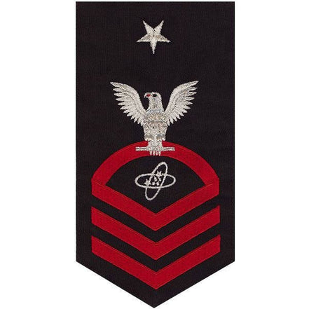 Navy E8 MALE Rating Badge: Electronics Technician - seaworthy red on blue - Hooyah Woodworks LLC