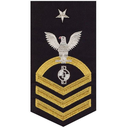 Navy E8 MALE Rating Badge: Engineering Aide - seaworthy gold on blue - Hooyah Woodworks LLC