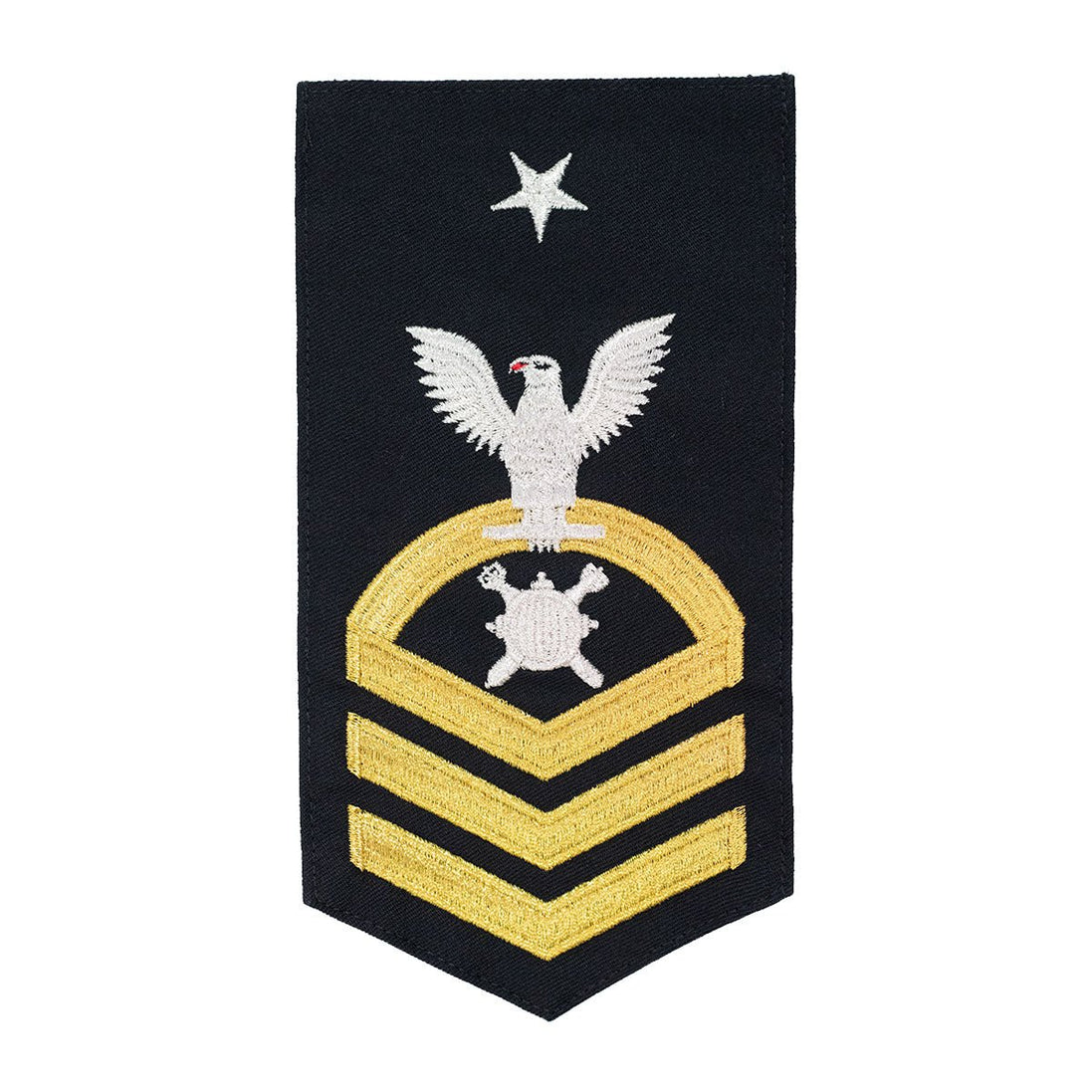 Navy E8 MALE Rating Badge: EOD Explosive Ordnance Disposal Technician - seaworthy gold on blue - Hooyah Woodworks LLC