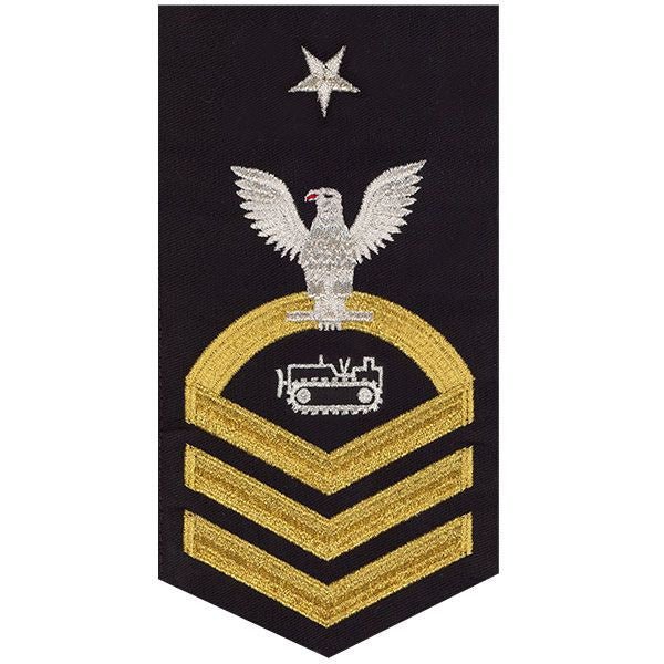 Navy E8 MALE Rating Badge: Equipment Operator - seaworthy gold on blue - Hooyah Woodworks LLC