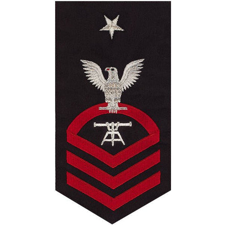 Navy E8 MALE Rating Badge: Fire Control Technician - seaworthy red on blue - Hooyah Woodworks LLC