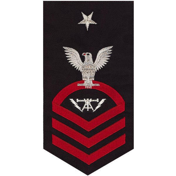 Navy E8 MALE Rating Badge: Fire Controlman - seaworthy red on blue - Hooyah Woodworks LLC