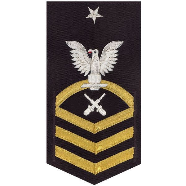 Navy E8 MALE Rating Badge: Gunner's Mate - vanchief on blue - Hooyah Woodworks LLC