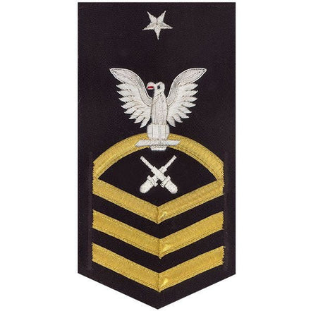 Navy E8 MALE Rating Badge: Gunner's Mate - vanchief on blue - Hooyah Woodworks LLC