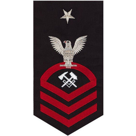 Navy E8 MALE Rating Badge: Hull Maintenance Technician - seaworthy red on blue - Hooyah Woodworks LLC