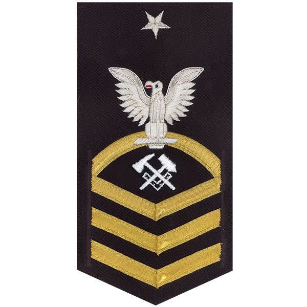 Navy E8 MALE Rating Badge: Hull Maintenance Technician - vanchief on blue - Hooyah Woodworks LLC