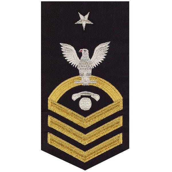 Navy E8 MALE Rating Badge: Interior Communications Electrician - seaworthy gold on blue - Hooyah Woodworks LLC