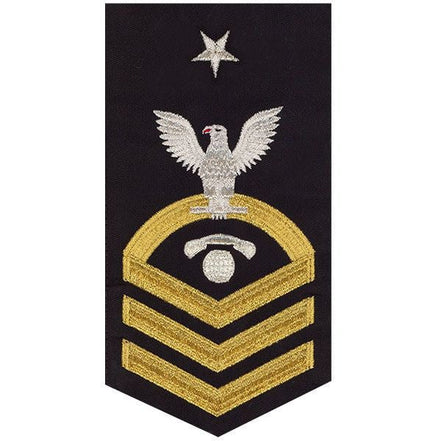 Navy E8 MALE Rating Badge: Interior Communications Electrician - seaworthy gold on blue - Hooyah Woodworks LLC