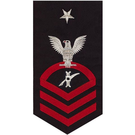 Navy E8 MALE Rating Badge: Legalman - seaworthy red on blue - Hooyah Woodworks LLC
