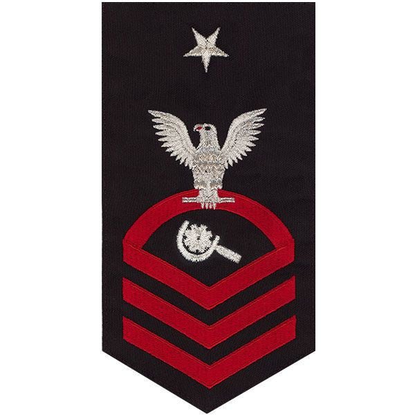 Navy E8 MALE Rating Badge: Machinery Repairman - seaworthy red on blue - Hooyah Woodworks LLC