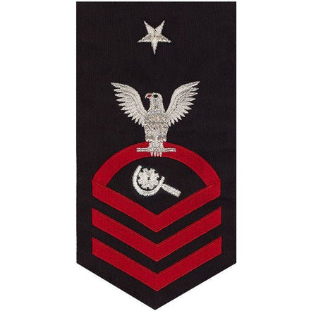 Navy E8 MALE Rating Badge: Machinery Repairman - seaworthy red on blue - Hooyah Woodworks LLC