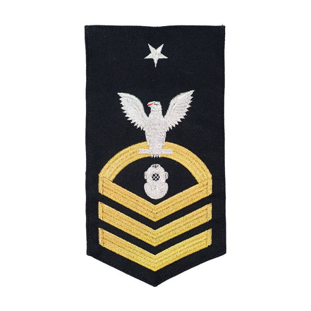 Navy E8 MALE Rating Badge: ND Navy Diver - seaworthy gold on blue - Hooyah Woodworks LLC