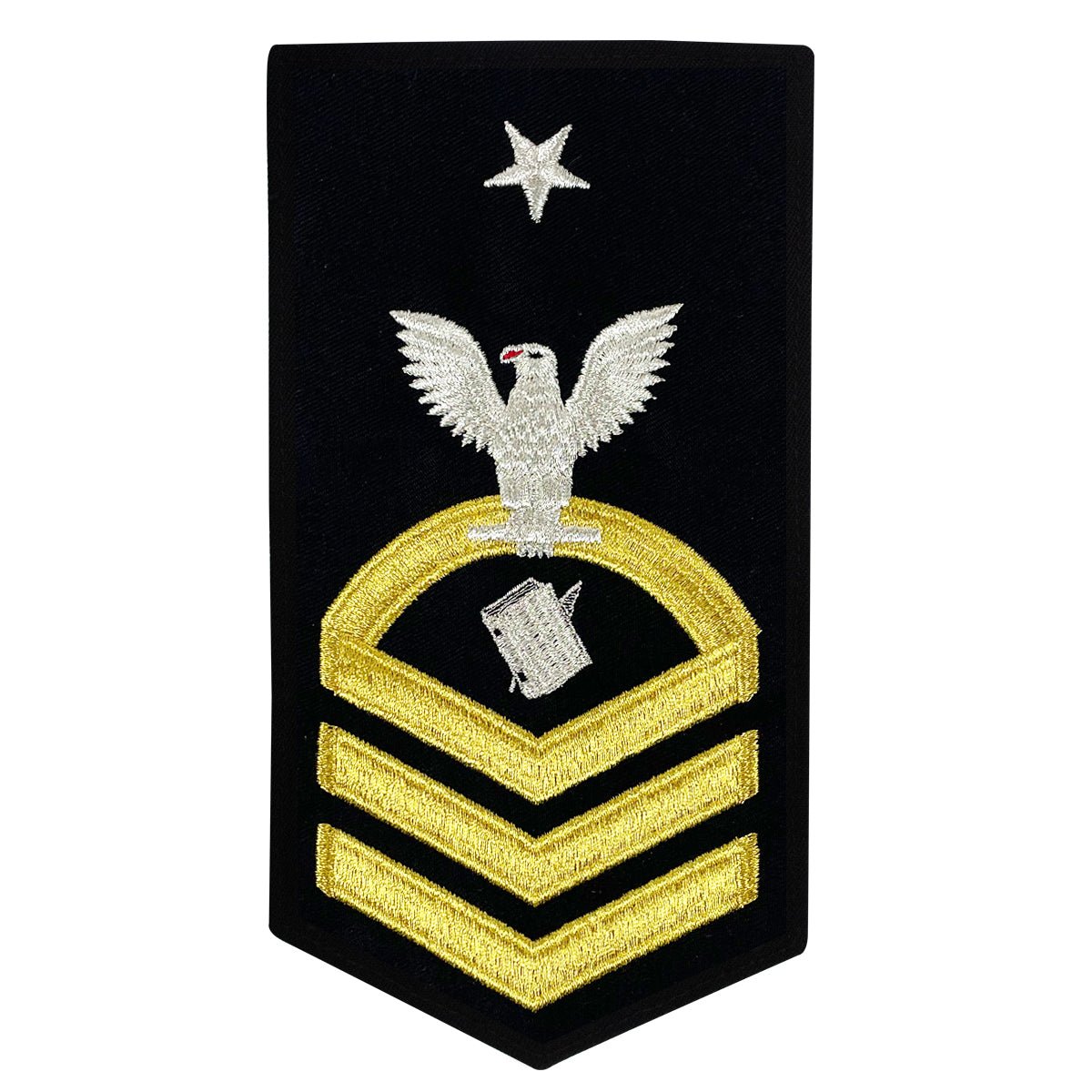 Navy E8 MALE Rating Badge: Personnelman - seaworthy gold on blue - Hooyah Woodworks LLC
