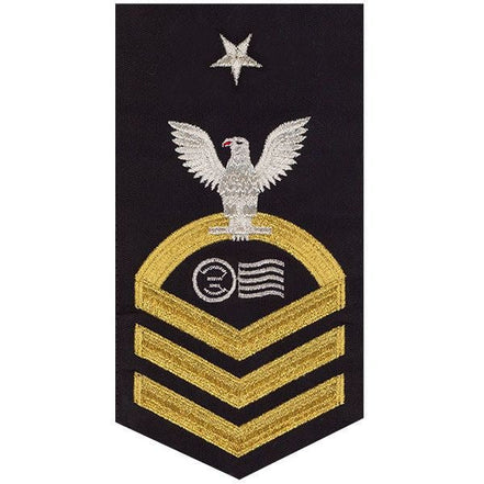 Navy E8 MALE Rating Badge: Postal Clerk - seaworthy gold on blue - Hooyah Woodworks LLC