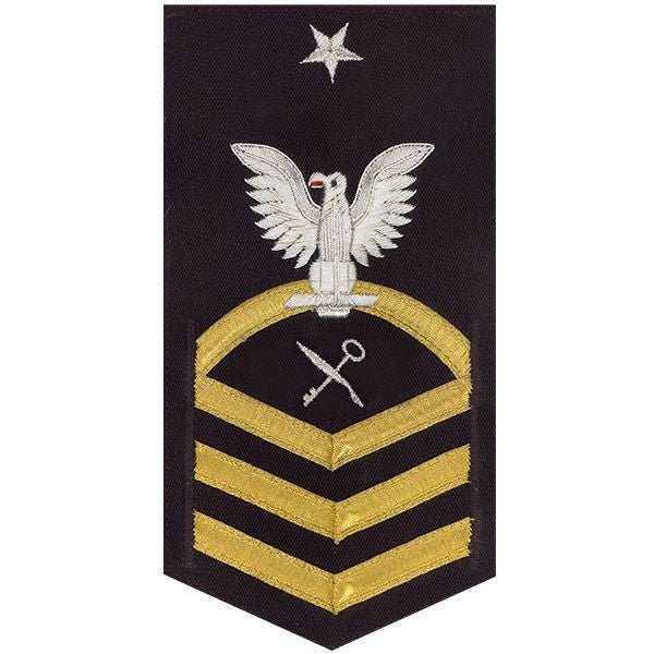 Navy E8 MALE Rating Badge: Retail Services Specialist - vanchief on blue - Hooyah Woodworks LLC