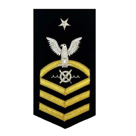 Navy E8 MALE Rating Badge: Robotics Warfare Specialist - vanchief on blue - Hooyah Woodworks LLC
