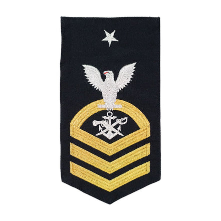 Navy E8 MALE Rating Badge: SB Special Warfare Boat Operator - seaworthy gold on blue - Hooyah Woodworks LLC