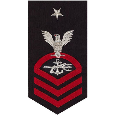Navy E8 MALE Rating Badge: Special Warfare Operator - seaworthy red on blue - Hooyah Woodworks LLC