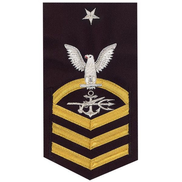 Navy E8 MALE Rating Badge: Special Warfare Operator - vanchief on blue - Hooyah Woodworks LLC