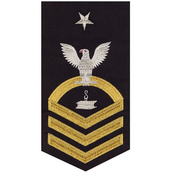 Navy E8 MALE Rating Badge: Steelworker - seaworthy gold on blue - Hooyah Woodworks LLC