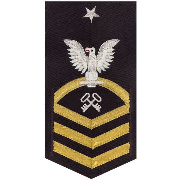 Navy E8 MALE Rating Badge: Storekeeper / Logistics - vanchief on blue - Hooyah Woodworks LLC