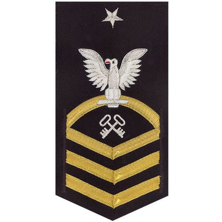 Navy E8 MALE Rating Badge: Storekeeper / Logistics - vanchief on blue - Hooyah Woodworks LLC