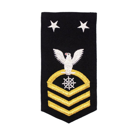 Navy E9 FEMALE Rating Badge: QM Quartermaster - seaworthy gold on blue - Hooyah Woodworks LLC