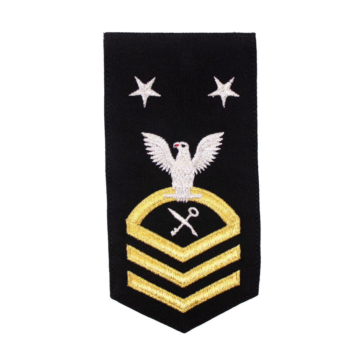 Navy E9 FEMALE Rating Badge: RS Retail Services Specialist - seaworthy gold on blue - Hooyah Woodworks LLC