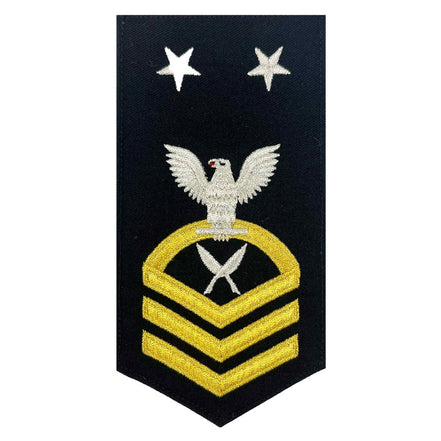 Navy E9 FEMALE Rating Badge: YN Yeoman - seaworthy gold on blue - Hooyah Woodworks LLC