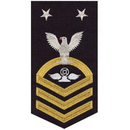 Navy E9 MALE Rating Badge: Air Traffic Control - seaworthy gold on blue - Hooyah Woodworks LLC