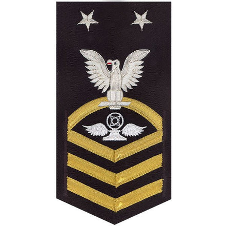 Navy E9 MALE Rating Badge: Air Traffic Control - vanchief on blue - Hooyah Woodworks LLC