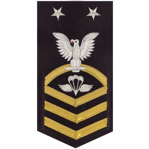 Navy E9 MALE Rating Badge: Aircrew Survival Equipmentman - vanchief on blue - Hooyah Woodworks LLC