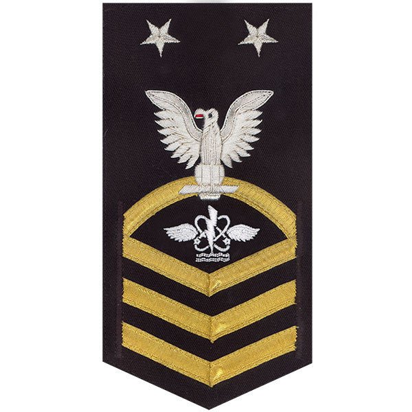 Navy E9 MALE Rating Badge: Aviation Anti-Submarine Warfare Operator - vanchief on blue - Hooyah Woodworks LLC