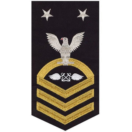 Navy E9 MALE Rating Badge: Aviation Boatswain - seaworthy gold on blue - Hooyah Woodworks LLC