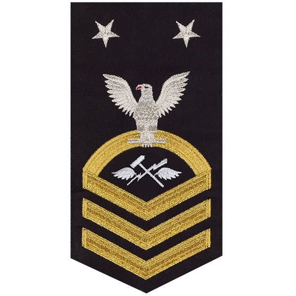 Navy E9 MALE Rating Badge: Aviation Support Equipment Technician - seaworthy gold on blue - Hooyah Woodworks LLC