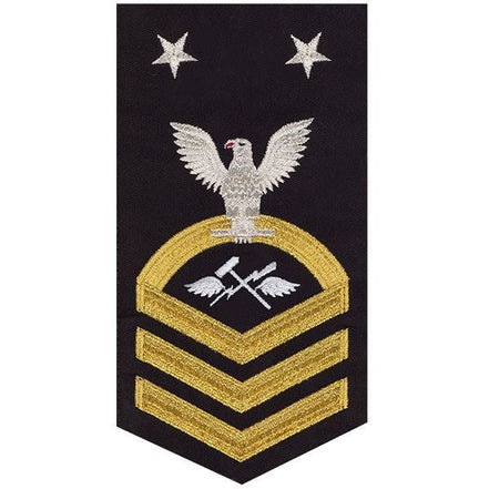 Navy E9 MALE Rating Badge: Aviation Support Equipment Technician - seaworthy gold on blue - Hooyah Woodworks LLC